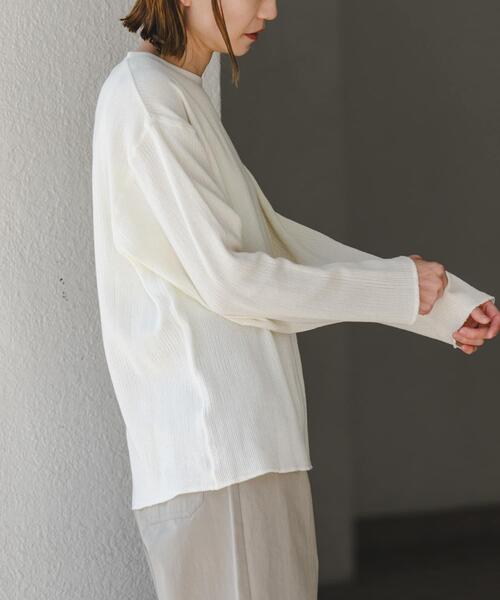 FORK&SPOON（フォークアンドスプーン）の「FORK&SPOON　メッシュロングスリーブプルオーバー（Tシャツ/カットソー・レディース・アイボリー/ブラック/チャコールグレー・1）」の2枚目の写真