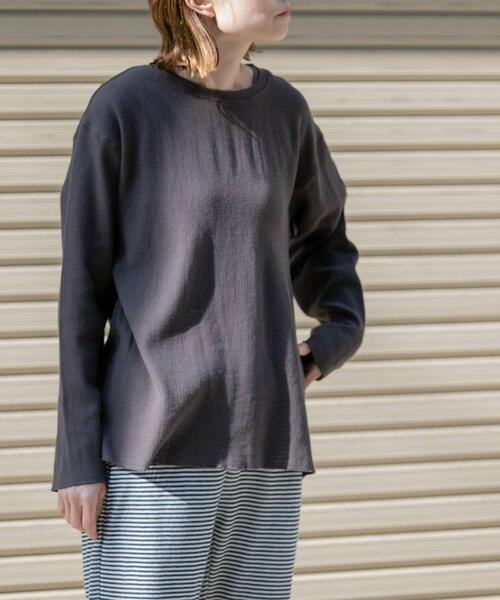 FORK&SPOON（フォークアンドスプーン）の「FORK&SPOON　メッシュロングスリーブプルオーバー（Tシャツ/カットソー・レディース・アイボリー/ブラック/チャコールグレー・1）」の7枚目の写真