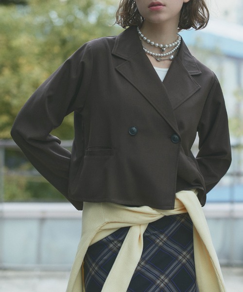 ad thie（アドティエ）の「ワッフル コンパクト カーディガン（カーディガン/ボレロ・レディース・ピンク/イエロー/ブラック/ライトグレー/ブラウン系/ブラック系・FREE）」の21枚目の写真