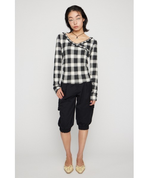 LAGUA GEM（ラグアジェム）の「HEM SHIRRING SABRINA パンツ（カーゴパンツ・レディース・ブラック/ライトベージュ/カーキ・X-SMALL/SMALL/MEDIUM）」の6枚目の写真