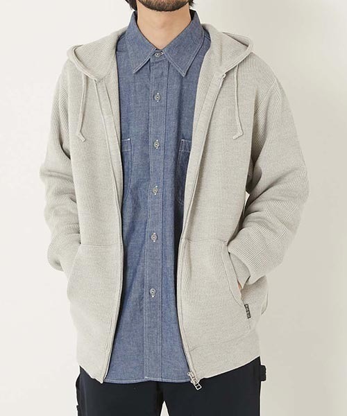 BLUE BLUE（ブルーブルー）の「コットンウール メランジジップアップパーカー（ニット/セーター・メンズ・グレー・S/L）」の2枚目の写真