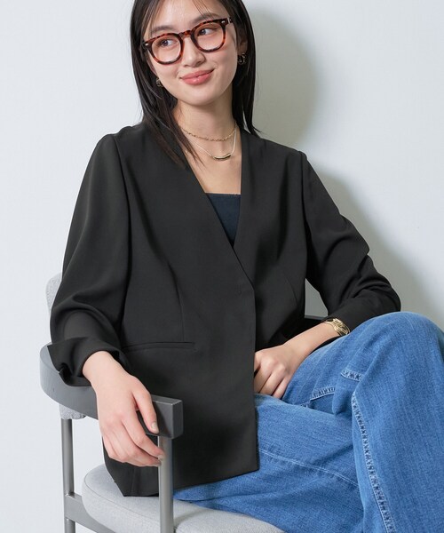 INDIVI（インディヴィ）の「【さらに軽く軽快！／着る日傘】ノーカラージャケット（ノーカラージャケット・レディース・ブラック/ブラウン系/ダークグレー・36/38/40）」の22枚目の写真