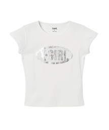 X-girl | OVAL LOGO CRACKED FOIL PRINT S/S BABY TEE(Tシャツ/カットソー)