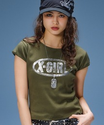 X-girl | OVAL LOGO CRACKED FOIL PRINT S/S BABY TEE(Tシャツ/カットソー)