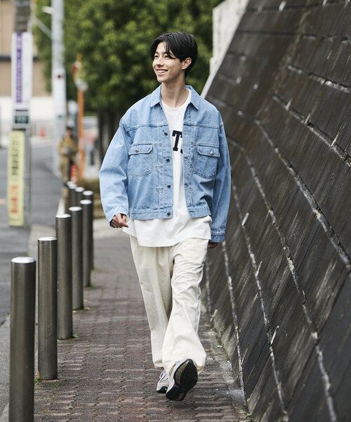 FREAK'S STORE（フリークスストア）の「ショート丈 リラックス デニムトラッカージャケット/Gジャン（デニムジャケット・メンズ・ネイビー/サックスブルー・LARGE/MEDIUM）」の3枚目の写真