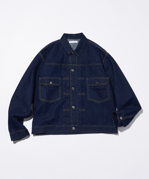 FREAK'S STORE（フリークスストア）の「ショート丈 リラックス デニムトラッカージャケット/Gジャン（デニムジャケット・メンズ・ネイビー/サックスブルー・LARGE/MEDIUM）」の4枚目の写真