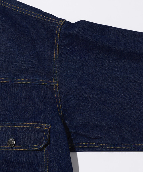 FREAK'S STORE（フリークスストア）の「ショート丈 リラックス デニムトラッカージャケット/Gジャン（デニムジャケット・メンズ・ネイビー/サックスブルー・LARGE/MEDIUM）」の7枚目の写真