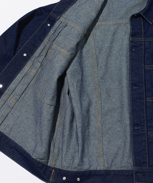 FREAK'S STORE（フリークスストア）の「ショート丈 リラックス デニムトラッカージャケット/Gジャン（デニムジャケット・メンズ・ネイビー/サックスブルー・LARGE/MEDIUM）」の12枚目の写真