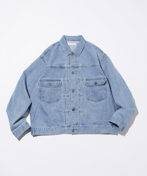 FREAK'S STORE（フリークスストア）の「ショート丈 リラックス デニムトラッカージャケット/Gジャン（デニムジャケット・メンズ・ネイビー/サックスブルー・LARGE/MEDIUM）」の15枚目の写真