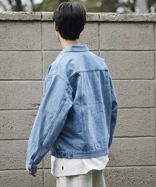 FREAK'S STORE（フリークスストア）の「ショート丈 リラックス デニムトラッカージャケット/Gジャン（デニムジャケット・メンズ・ネイビー/サックスブルー・LARGE/MEDIUM）」の21枚目の写真