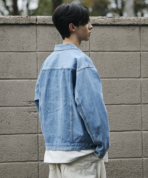 FREAK'S STORE（フリークスストア）の「ショート丈 リラックス デニムトラッカージャケット/Gジャン（デニムジャケット・メンズ・ネイビー/サックスブルー・LARGE/MEDIUM）」の22枚目の写真