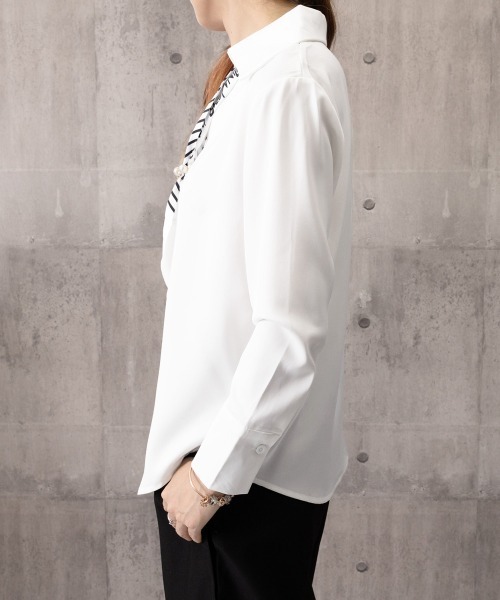 Miniministore(ミニミニストア)の「パール付きスカーフタイシャツブラウス上品(シャツ/ブラウス・レディース・ブルーグレー/ホワイト・L/M)」の20枚目の写真