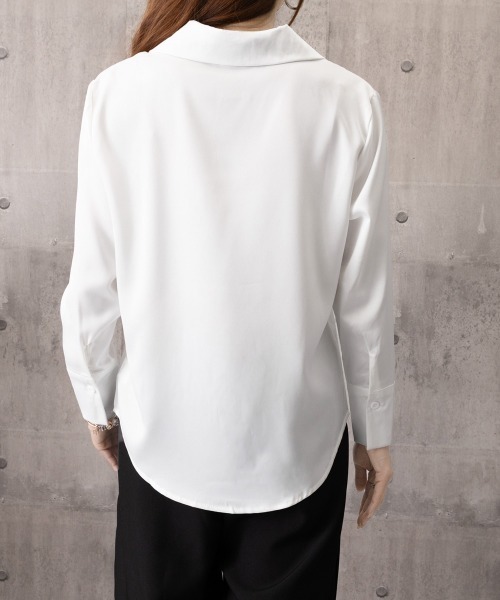 Miniministore(ミニミニストア)の「パール付きスカーフタイシャツブラウス上品(シャツ/ブラウス・レディース・ブルーグレー/ホワイト・L/M)」の21枚目の写真