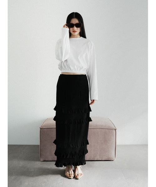 Katrin TOKYO(カトリーントーキョー)の「frill tiered skirt(スカート・レディース・アイボリー/ブラック・XS/FREE)」の2枚目の写真