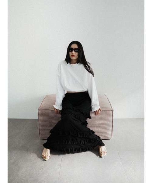 Katrin TOKYO(カトリーントーキョー)の「frill tiered skirt(スカート・レディース・アイボリー/ブラック・XS/FREE)」の4枚目の写真