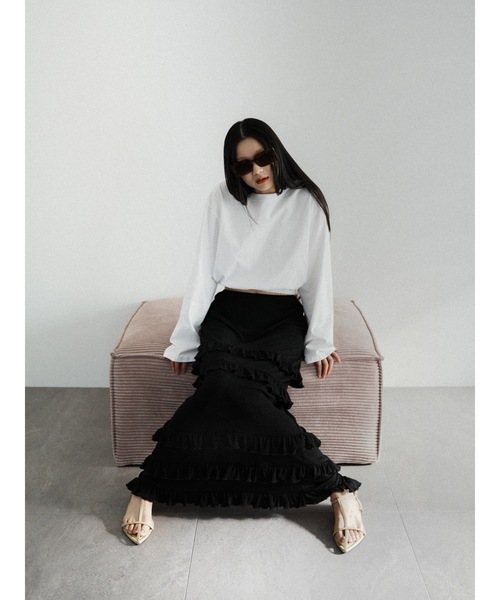 Katrin TOKYO(カトリーントーキョー)の「frill tiered skirt(スカート・レディース・アイボリー/ブラック・XS/FREE)」の5枚目の写真
