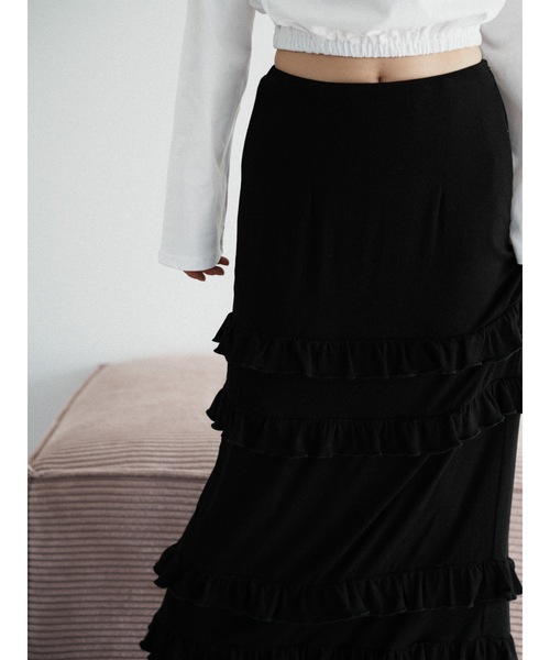 Katrin TOKYO(カトリーントーキョー)の「frill tiered skirt(スカート・レディース・アイボリー/ブラック・XS/FREE)」の6枚目の写真
