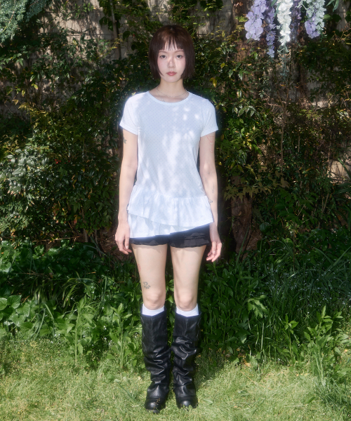 FANCY CLUB(ファンシークラブ)の「フリルレイヤードドットTシャツ(ホワイト) F25QB128(Tシャツ/カットソー・レディース・その他・ONE)」の3枚目の写真