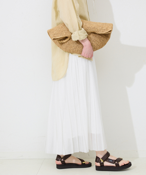 SLOBE IENA（スローブイエナ）の「《WEB限定/追加》PEボイルプリーツスカート（スカート・レディース・ピンク/ホワイト/チャコールグレー・FREE）」の15枚目の写真