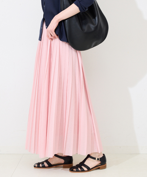 SLOBE IENA（スローブイエナ）の「《WEB限定/追加》PEボイルプリーツスカート（スカート・レディース・ピンク/ホワイト/チャコールグレー・FREE）」の9枚目の写真