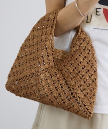 SALON adam et rope' | 【African Square（アフリカンスクエアー）】ラフィアバッグ平底パッチワーク扇(ハンドバッグ)