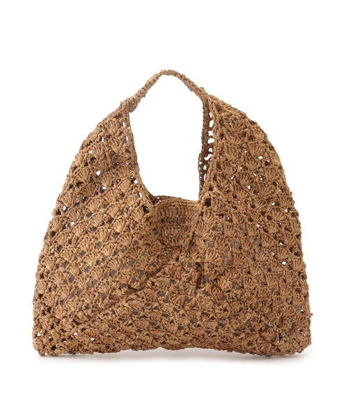 SALON adam et rope'（サロン アダム エ ロペ）の「【African Square（アフリカンスクエアー）】ラフィアバッグ平底パッチワーク扇（ハンドバッグ・レディース・ブラウン・FREE）」の6枚目の写真