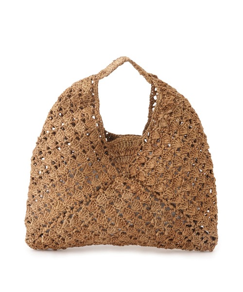 SALON adam et rope'（サロン アダム エ ロペ）の「【African Square（アフリカンスクエアー）】ラフィアバッグ平底パッチワーク扇（ハンドバッグ・レディース・ブラウン・FREE）」の8枚目の写真