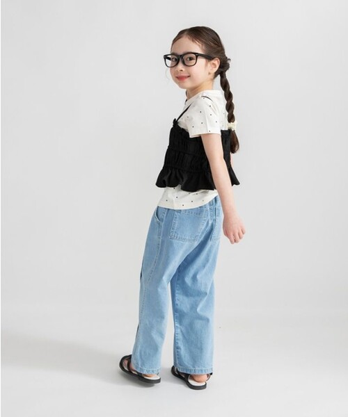 BRANSHES（ブランシェス）の「半袖Tシャツ×キャミソールセット（Tシャツ/カットソー・キッズ・サックスブルー/ブラック・90/100/140/110/130/150/120）」の5枚目の写真