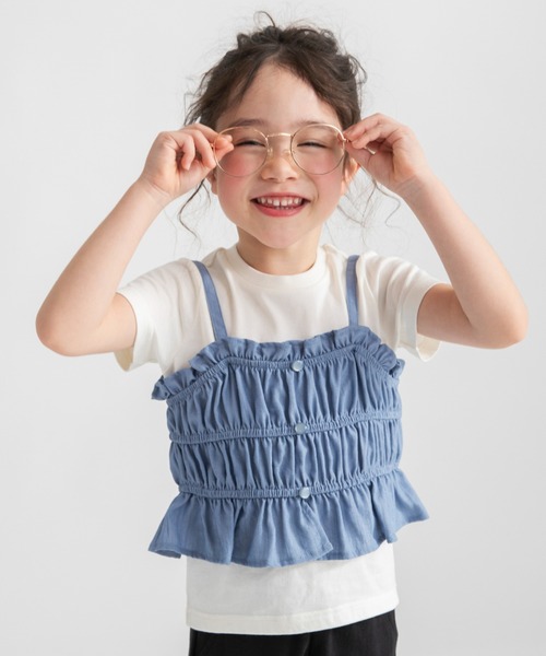 BRANSHES（ブランシェス）の「半袖Tシャツ×キャミソールセット（Tシャツ/カットソー・キッズ・サックスブルー/ブラック・90/100/140/110/130/150/120）」の2枚目の写真