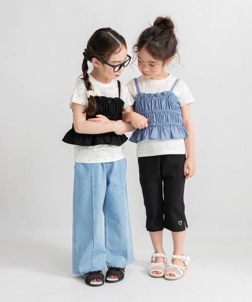 BRANSHES（ブランシェス）の「半袖Tシャツ×キャミソールセット（Tシャツ/カットソー・キッズ・サックスブルー/ブラック・90/100/140/110/130/150/120）」の7枚目の写真