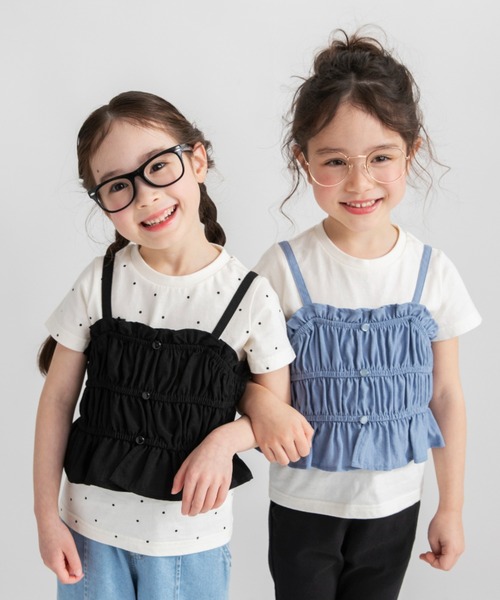 BRANSHES（ブランシェス）の「半袖Tシャツ×キャミソールセット（Tシャツ/カットソー・キッズ・サックスブルー/ブラック・90/100/140/110/130/150/120）」の8枚目の写真