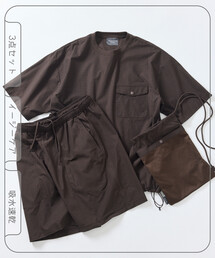 FREAK'S STORE MENS�i�t���[�N�X�X�g�A�����Y�j�́u�p�b�J�u�� �V���[�g�X���[�u �g���x���Z�b�g�A�b�v Fabric by SOLOTEX®︎ �~�j�o�b�O�t�� �z�������iT�V���c/�J�b�g�\�[�j�v