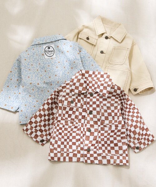 CIAOPANIC TYPY（チャオパニックティピー）の「【BABY】【Qinn】ムジ柄ダックカバーオール：80～100cm（その他ベビーウェア・キッズ・オフホワイト/ブラウン/サックスブルー・80/100）」の2枚目の写真