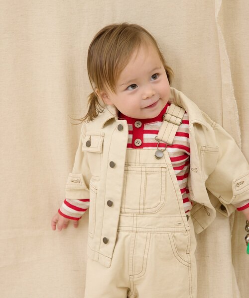 CIAOPANIC TYPY（チャオパニックティピー）の「【BABY】【Qinn】ムジ柄ダックカバーオール：80～100cm（その他ベビーウェア・キッズ・オフホワイト/ブラウン/サックスブルー・80/100）」の4枚目の写真