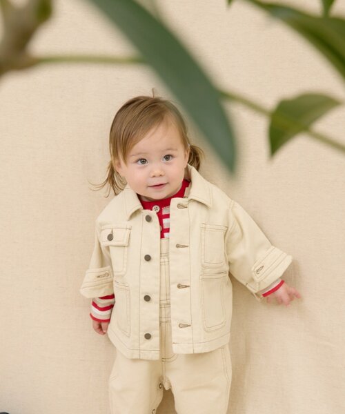 CIAOPANIC TYPY（チャオパニックティピー）の「【BABY】【Qinn】ムジ柄ダックカバーオール：80～100cm（その他ベビーウェア・キッズ・オフホワイト/ブラウン/サックスブルー・80/100）」の5枚目の写真