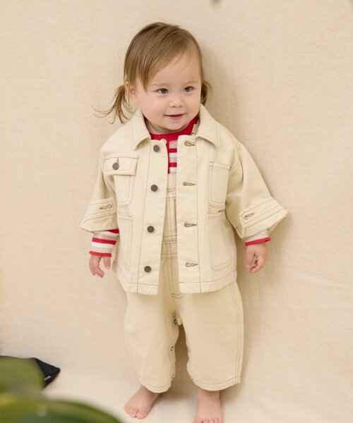 CIAOPANIC TYPY（チャオパニックティピー）の「【BABY】【Qinn】ムジ柄ダックカバーオール：80～100cm（その他ベビーウェア・キッズ・オフホワイト/ブラウン/サックスブルー・80/100）」の6枚目の写真