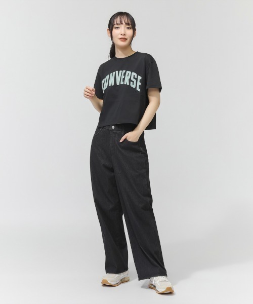 CONVERSE（コンバース）の「コンバース  CV FELT LOGO TEE L 半袖Tシャツ（Tシャツ/カットソー・レディース・ホワイト/ブラック・M/L）」の6枚目の写真