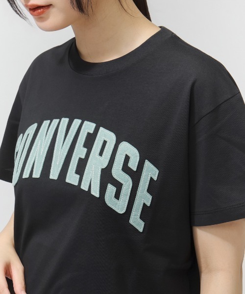 CONVERSE（コンバース）の「コンバース  CV FELT LOGO TEE L 半袖Tシャツ（Tシャツ/カットソー・レディース・ホワイト/ブラック・M/L）」の8枚目の写真