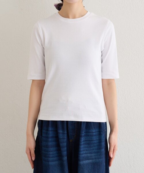 Omekashi(オメカシ)の「5分丈コンパクトフライスTシャツ(Tシャツ/カットソー・レディース・オフホワイト/ブラック・FREE)」の19枚目の写真