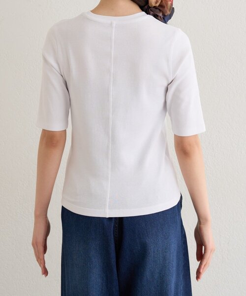 Omekashi(オメカシ)の「5分丈コンパクトフライスTシャツ(Tシャツ/カットソー・レディース・オフホワイト/ブラック・FREE)」の20枚目の写真