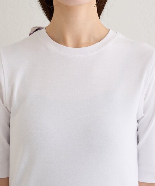 Omekashi(オメカシ)の「5分丈コンパクトフライスTシャツ(Tシャツ/カットソー・レディース・オフホワイト/ブラック・FREE)」の22枚目の写真