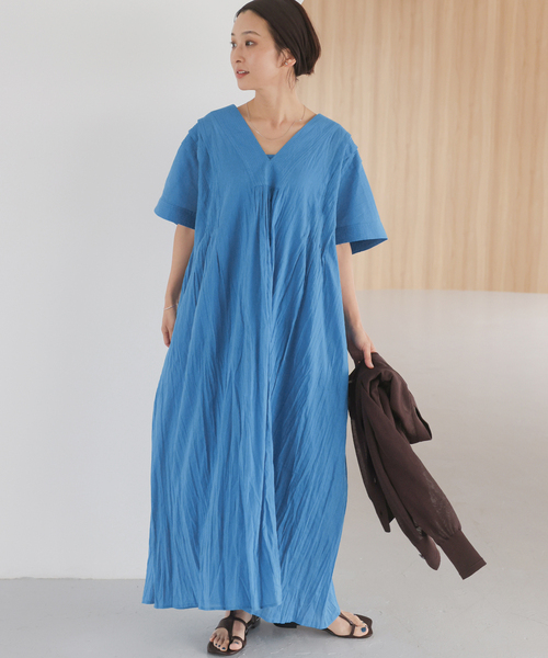 JOURNAL STANDARD relume（ジャーナルスタンダード　レリューム）の「《追加 / 新色》コットンボイルクリンクルタックカフタンワンピース（ワンピース・レディース・ブラック/ライトブルー/ブラウン・FREE）」の18枚目の写真