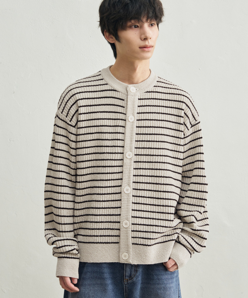 ROTEMBER（ローテンバー）の「ローストライプクロップニットカーディガン[クリームベージュ]（カーディガン/ボレロ・メンズ・その他・MEDIUM/LARGE/X-LARGE）」の3枚目の写真