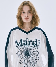 Mardi Mercredi（マルディメクルディ）の「MESH JERSEY TOP LONG SLEEVE FLOWERMARDI / メッシュ ジャージ トップス ロングスリーブ フラワーマルディ（ジャージ）」