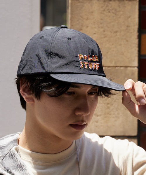 POLeR(ポーラー)の「POLeR/ポーラー FESTIVAL EMB NYLON CAP 2026年 夏 夏服(キャップ・メンズ・グリーン/ブラック/オフホワイト・ONE SIZE)」の3枚目の写真
