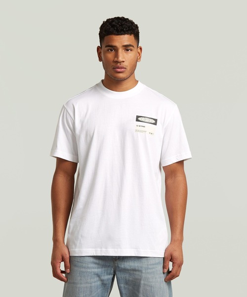 G-STAR(ジースター)の「Box Globe Graphic T-Shirt/フロントボックスグラフィックロゴTシャツ(Tシャツ/カットソー・メンズ・ホワイト/ダークブラック・SMALL/MEDIUM/LARGE/X-LARGE/X-SMALL)」の2枚目の写真