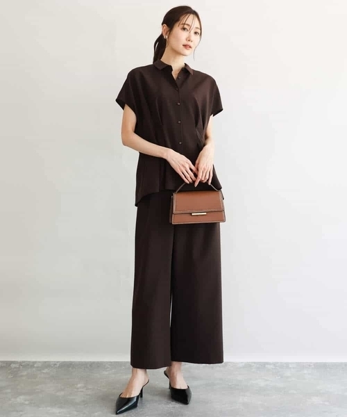 MK MICHEL KLEIN（エムケーミッシェルクラン）の「[洗える]リネンライクストレッチ ウエストタックデザイン衿付きブラウス（シャツ/ブラウス・レディース・ベージュ/ブラウン・38）」の11枚目の写真