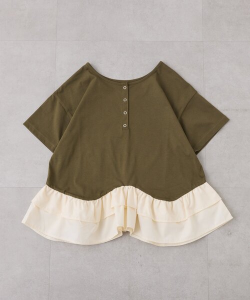CIAOPANIC TYPY（チャオパニックティピー）の「【UVカット/接触冷感/前後2WAY】裾フリルヘンリーネックデザインTee（Tシャツ/カットソー・レディース・ホワイト/カーキ/ブラック・ONE SIZE）」の19枚目の写真