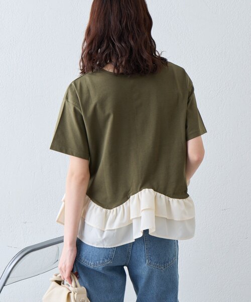 CIAOPANIC TYPY（チャオパニックティピー）の「【UVカット/接触冷感/前後2WAY】裾フリルヘンリーネックデザインTee（Tシャツ/カットソー・レディース・ホワイト/カーキ/ブラック・ONE SIZE）」の15枚目の写真