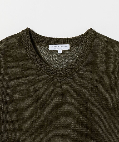 A DAY IN THE LIFE UNITED ARROWS(アデイインザライフユナイテッドアローズ)の「リネンライク テンジク ニットTシャツ-ウォッシャブル-<A DAY IN THE LIFE>(ニット/セーター・メンズ・ネイビー/ライトグレー/オリーブ・L/M)」の5枚目の写真